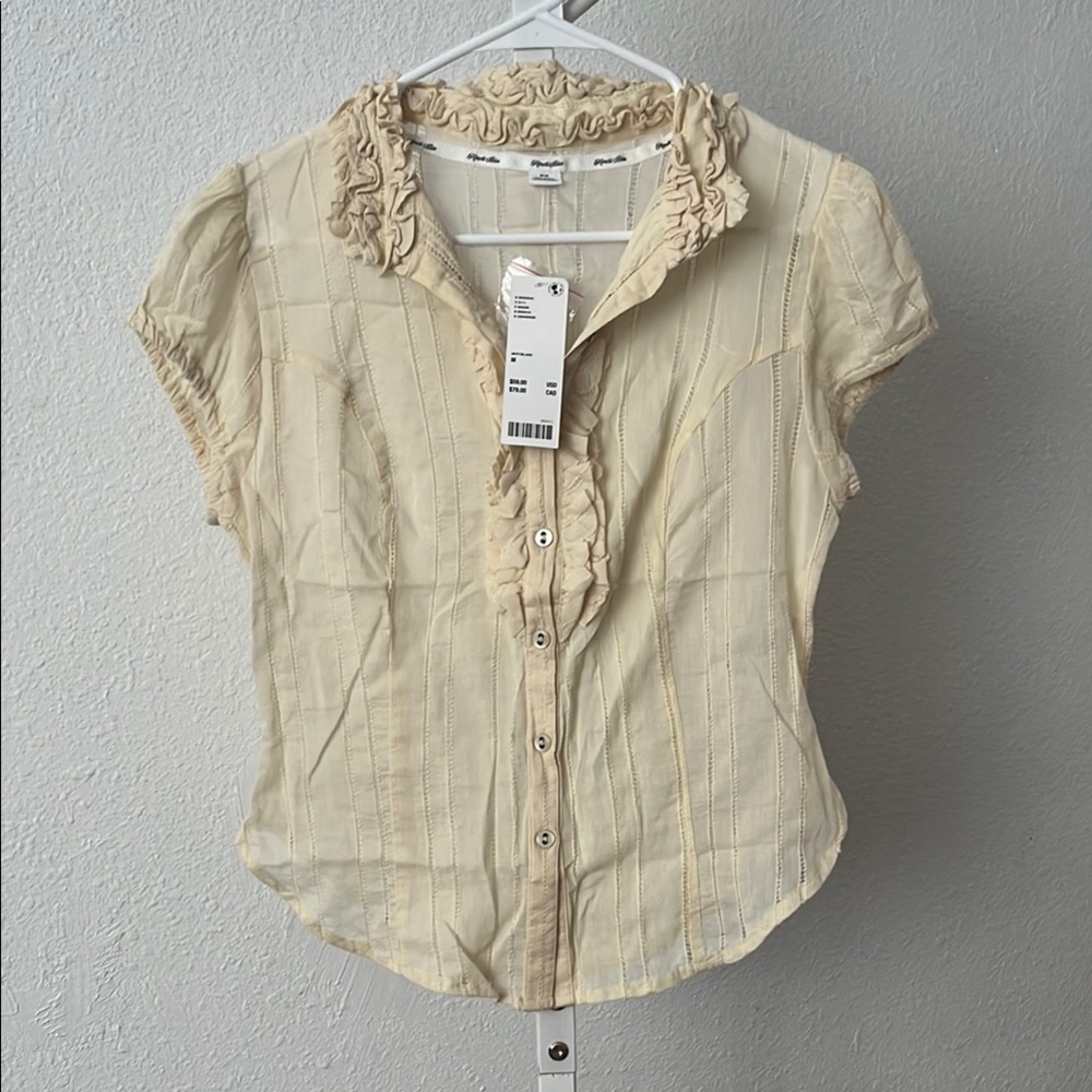 Urban outfitters kimchie blue Cream Ruffled Women's Top